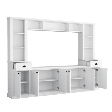 Minimalist White Particle Board Adjustable Height TV Stand - Omega Lifestyles