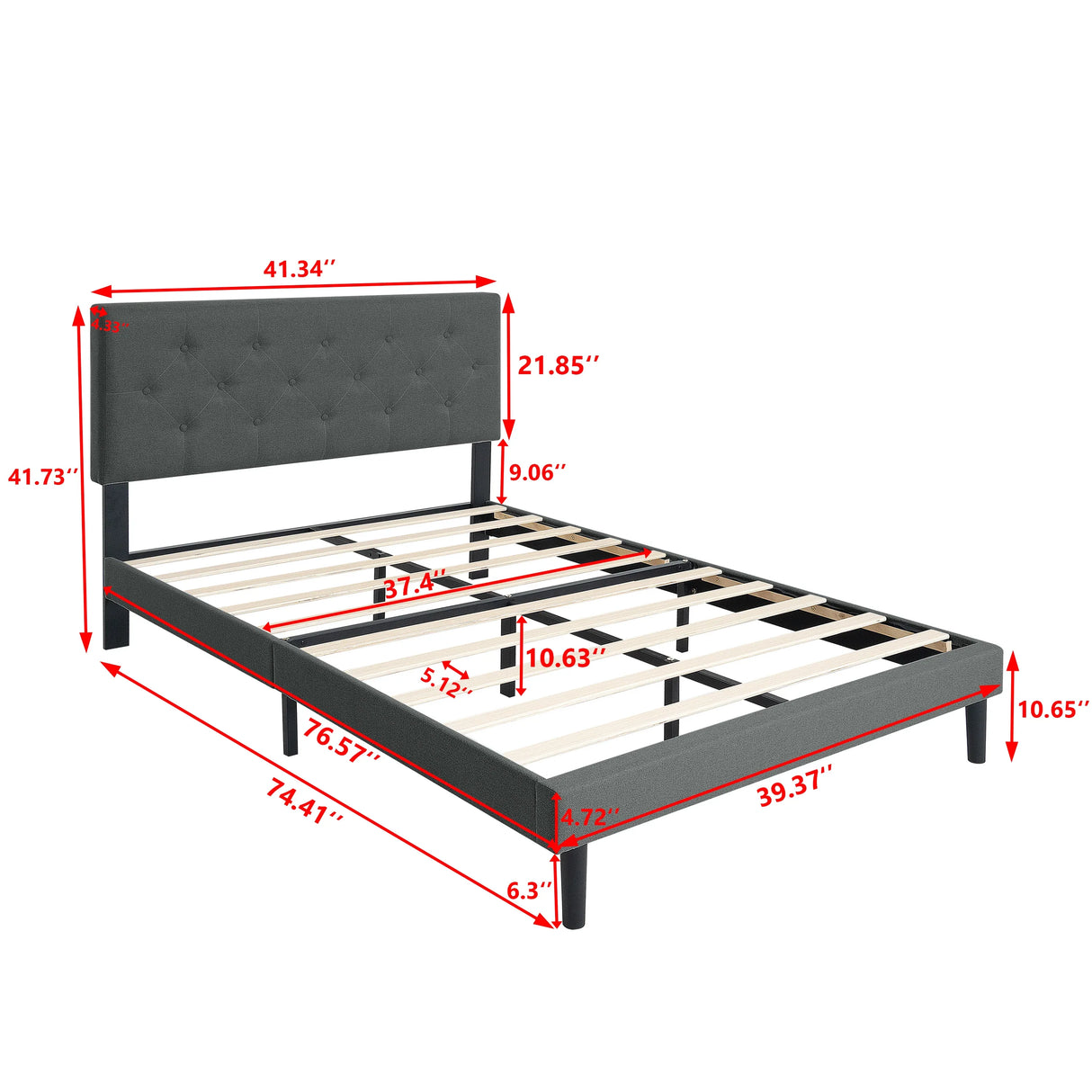 Twin Upholstered Linen Platform Bed Frame With Headboard - Omega Lifestyles