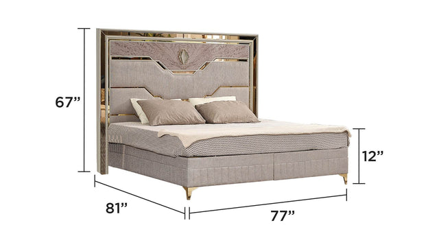Modern Upholstered King Wood Bed Frame With Storage - Omega Lifestyles