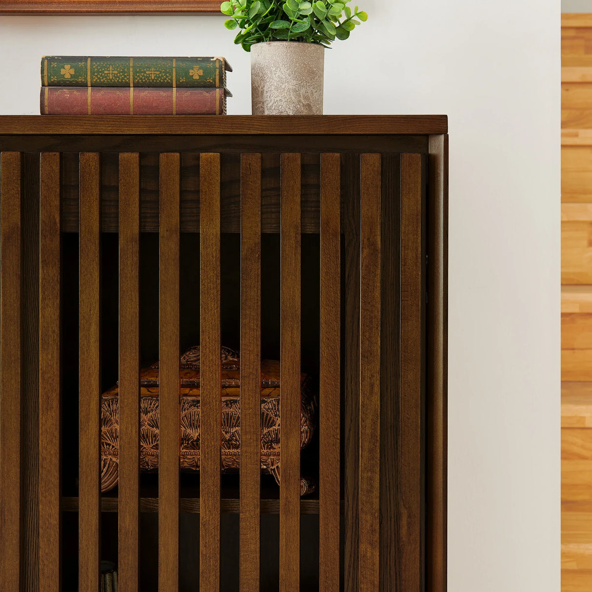 Mid Century Modern Fluted Walnut Solid Wood Sideboard Cabinet - Omega Lifestyles