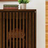 Mid Century Modern Fluted Walnut Solid Wood Sideboard Cabinet - Omega Lifestyles