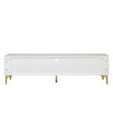 Antique White Particle Board TV Stand Console With LED Lights - Omega Lifestyles