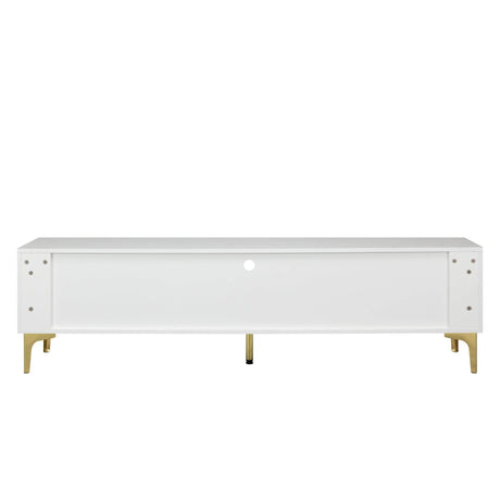 Antique White Particle Board TV Stand Console With LED Lights - Omega Lifestyles