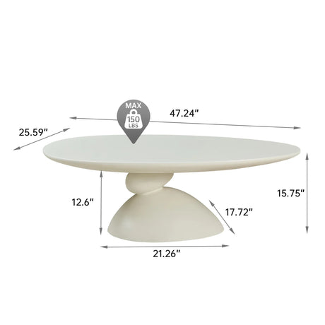 Minimalist Milk White Fiberglass Oval Coffee Table - Omega Lifestyles