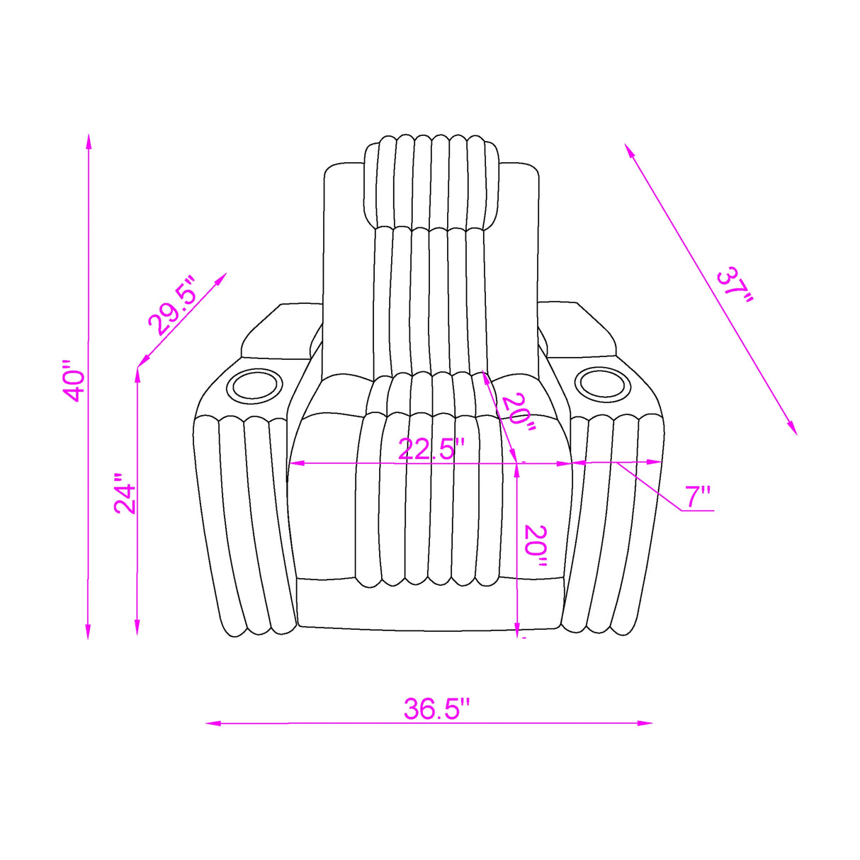 Modern Grey Power Recliner With Power Headrest LED Lighting - Omega Lifestyles