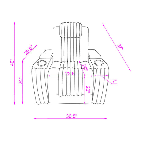 Modern Grey Power Recliner With Power Headrest LED Lighting - Omega Lifestyles