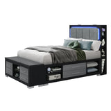 Modern Full Rubber Wood Bed Frame With Storage - Omega Lifestyles