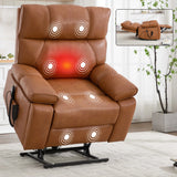 Orange Medium-Firm Faux Leather Power Lift Massage Chair - Omega Lifestyles