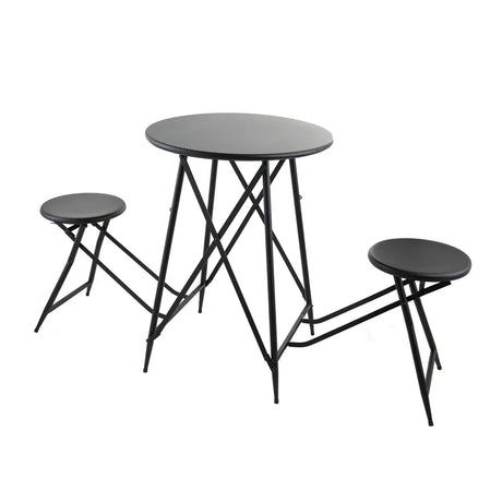 Industrial Black Iron Stowable Side Table With Seating Set - Omega Lifestyles