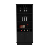 Modern Black Particle Board Kitchen Storage Bar Cabinet 70-Inch - Omega Lifestyles