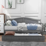 Twin Solid Wood Daybed With Trundle Gray - Omega Lifestyles