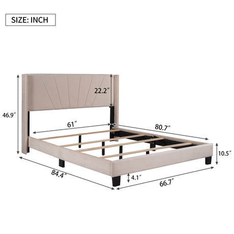 Queen Velvet Upholstered Platform Bed Frame - Omega Lifestyles