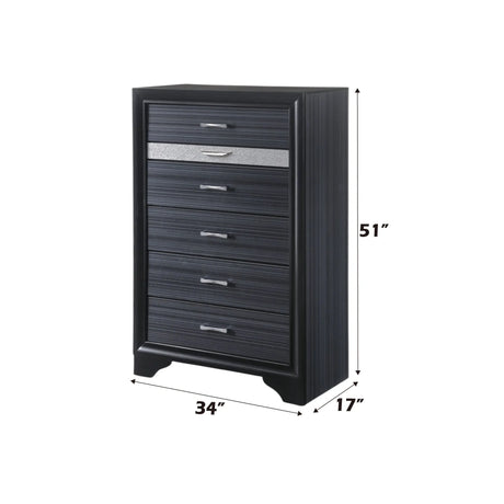 Modern Black Synthetic Wood 5-Drawer Chest - Omega Lifestyles