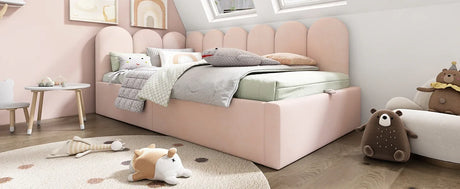 Pink Velvet Upholstered Twin Storage Daybed With Metal Frame - Omega Lifestyles