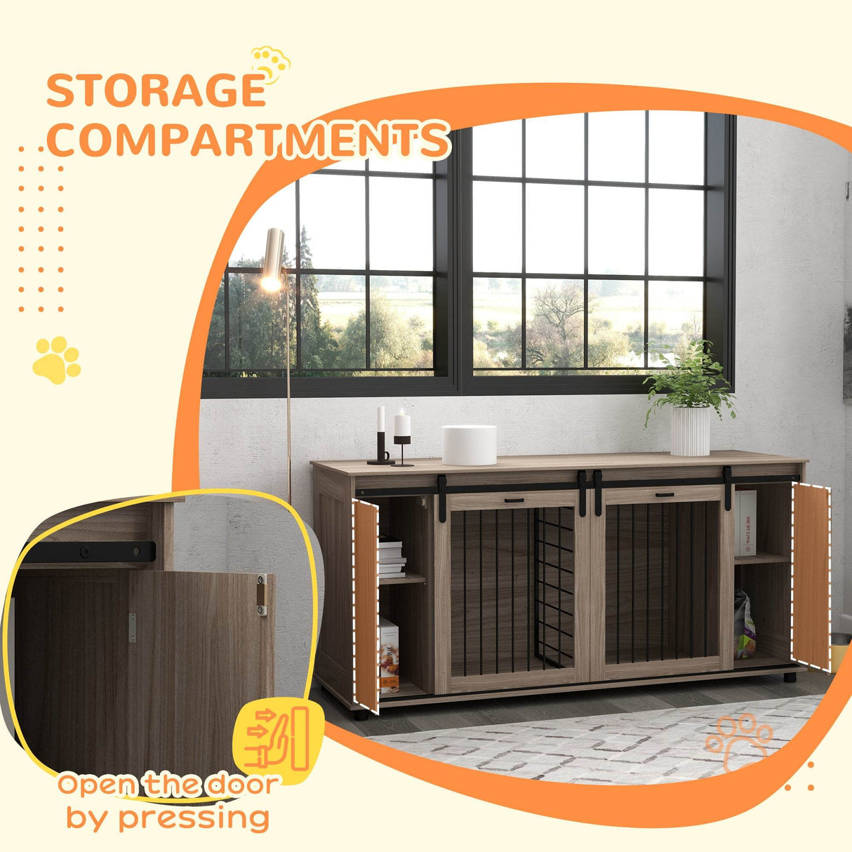 Modern Multipurpose Dog Crate Furniture With Storage - Sleep Galleria