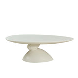 Minimalist Milk White Fiberglass Oval Coffee Table - Omega Lifestyles
