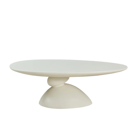 Minimalist Milk White Fiberglass Oval Coffee Table - Omega Lifestyles