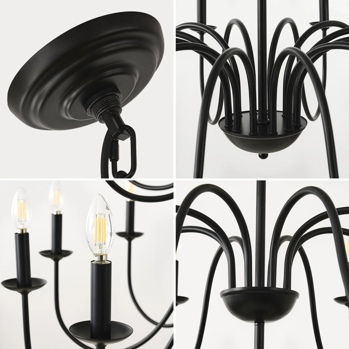 Farmhouse 24-Light Matte Black Metal Chandelier - Omega Lifestyles