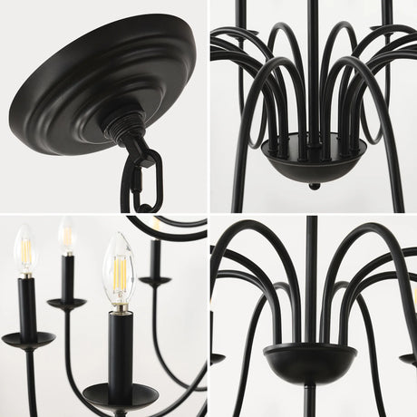 Farmhouse 24-Light Matte Black Metal Chandelier - Omega Lifestyles