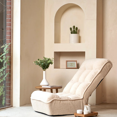 Adjustable White Japanese-Style Reclining Folding Floor Chair - Omega Lifestyles