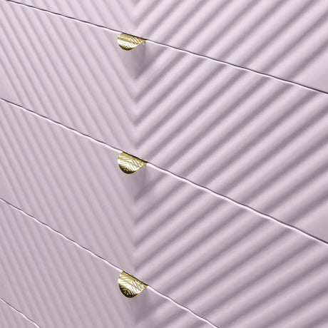 Pink High Gloss Wave Pattern 5-Drawer Chest - Omega Lifestyles