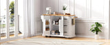 Rustic White Rubber Wood Rolling Kitchen Island Cart - Omega Lifestyles