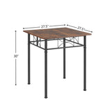 3-Piece Retro Brown Metal Wood Dining Table Set - Omega Lifestyles