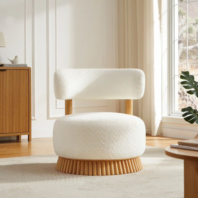 Modern Farmhouse Beige Bouclé Upholstered Accent Chair - Omega Lifestyles