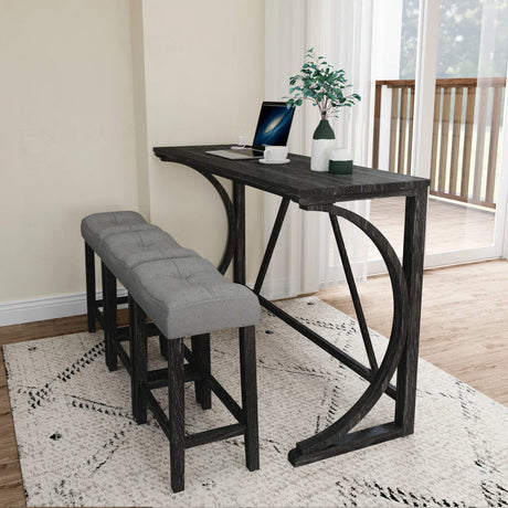Industrial Bar Table And Chairs Set With Power Outlet - Omega Lifestyles