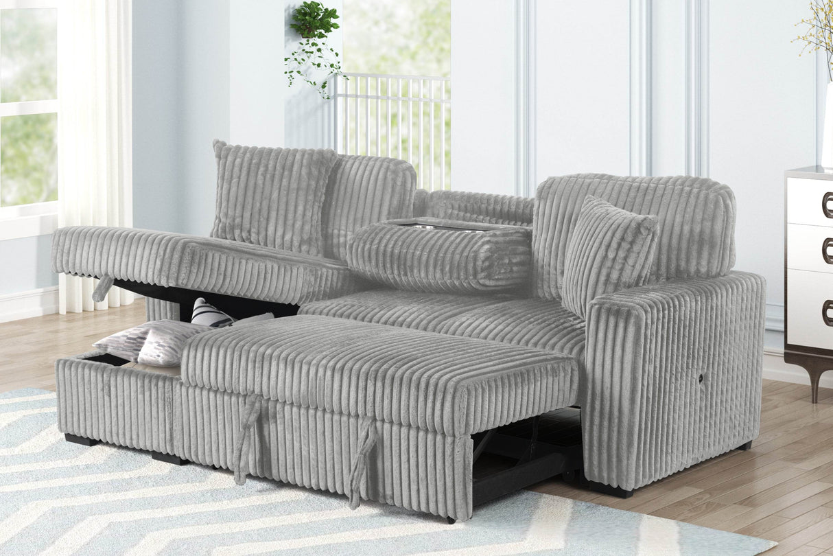 Plush Velvet L-Shaped Sectional Sofa With Sleeper