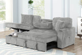 Plush Velvet L-Shaped Sectional Sofa With Sleeper