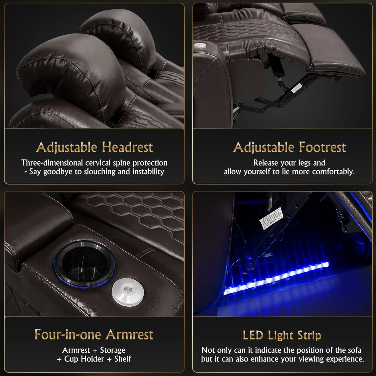 Power Recliner 2-Piece Genuine Leather Adjustable Chair - Omega Lifestyles