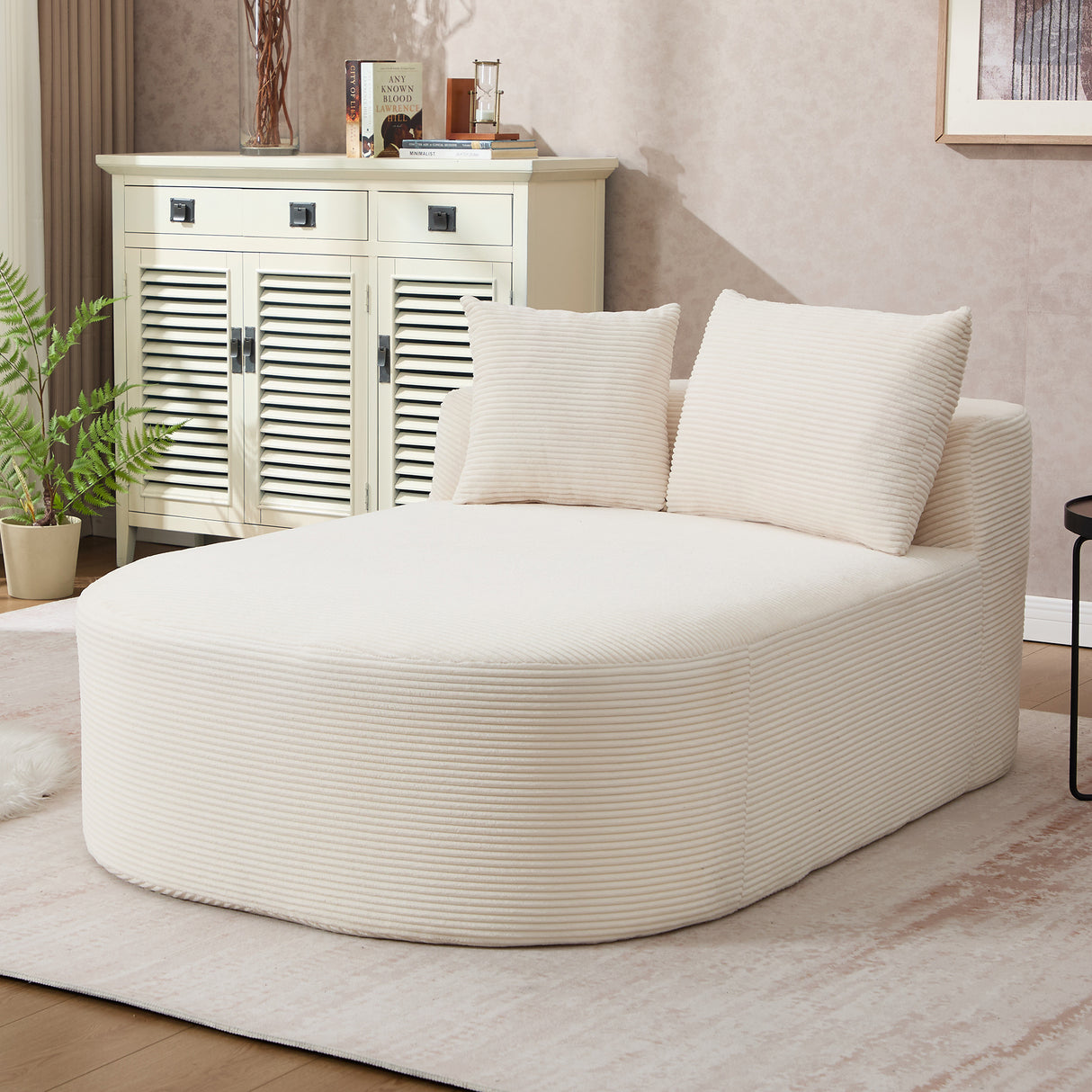 Oversized Plush Corduroy Convertible Twin Chaise Lounge Sofa Bed