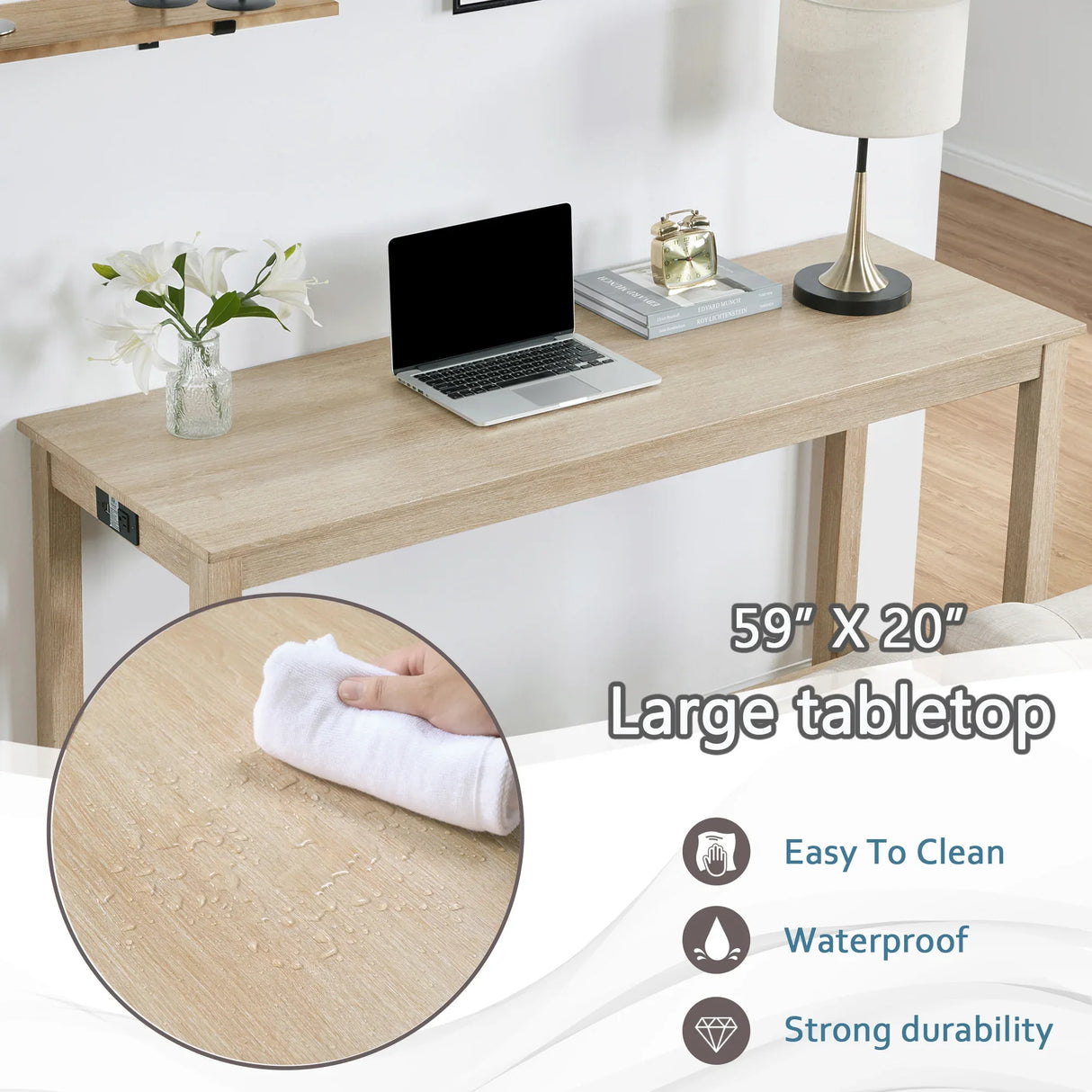 4-Piece Light Oak Bar Table Set With Power Outlet - Omega Lifestyles