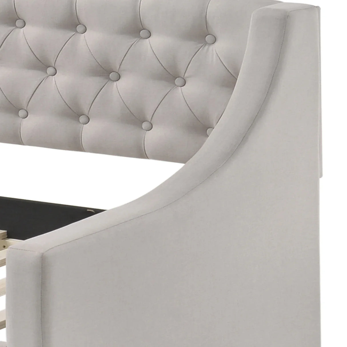 Fabric Twin Daybed With Rollout Trundle And Button Tufted - Omega Lifestyles