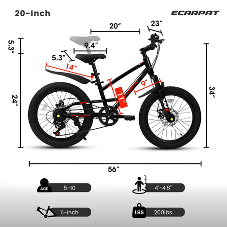 20-Inch 7-Speed Front Suspension Kids Mountain Bike - Omega Lifestyles