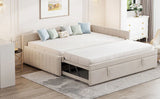 Full Upholstered L-Shaped Daybed With Twin Trundle - Omega Lifestyles