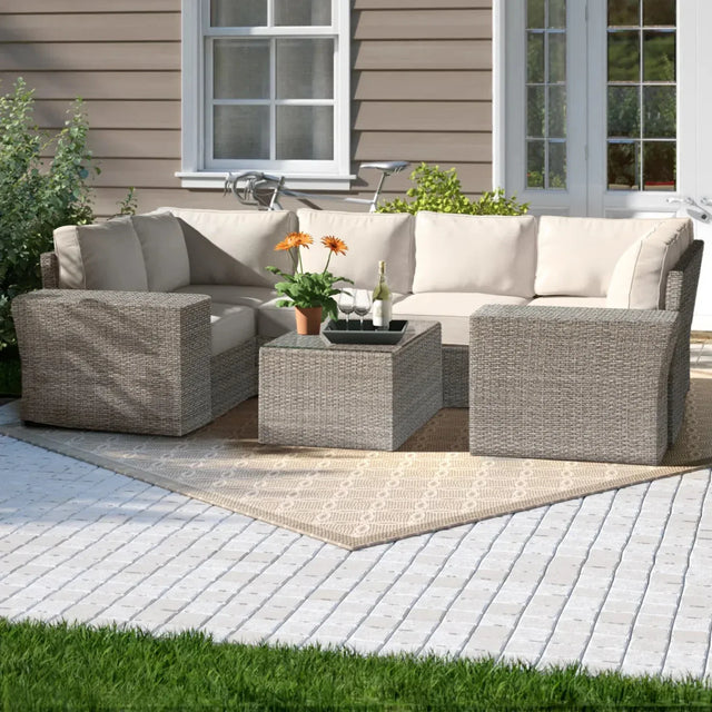 All-Weather 9-Piece Modular Wicker Seating Set With Cushions - Omega Lifestyles