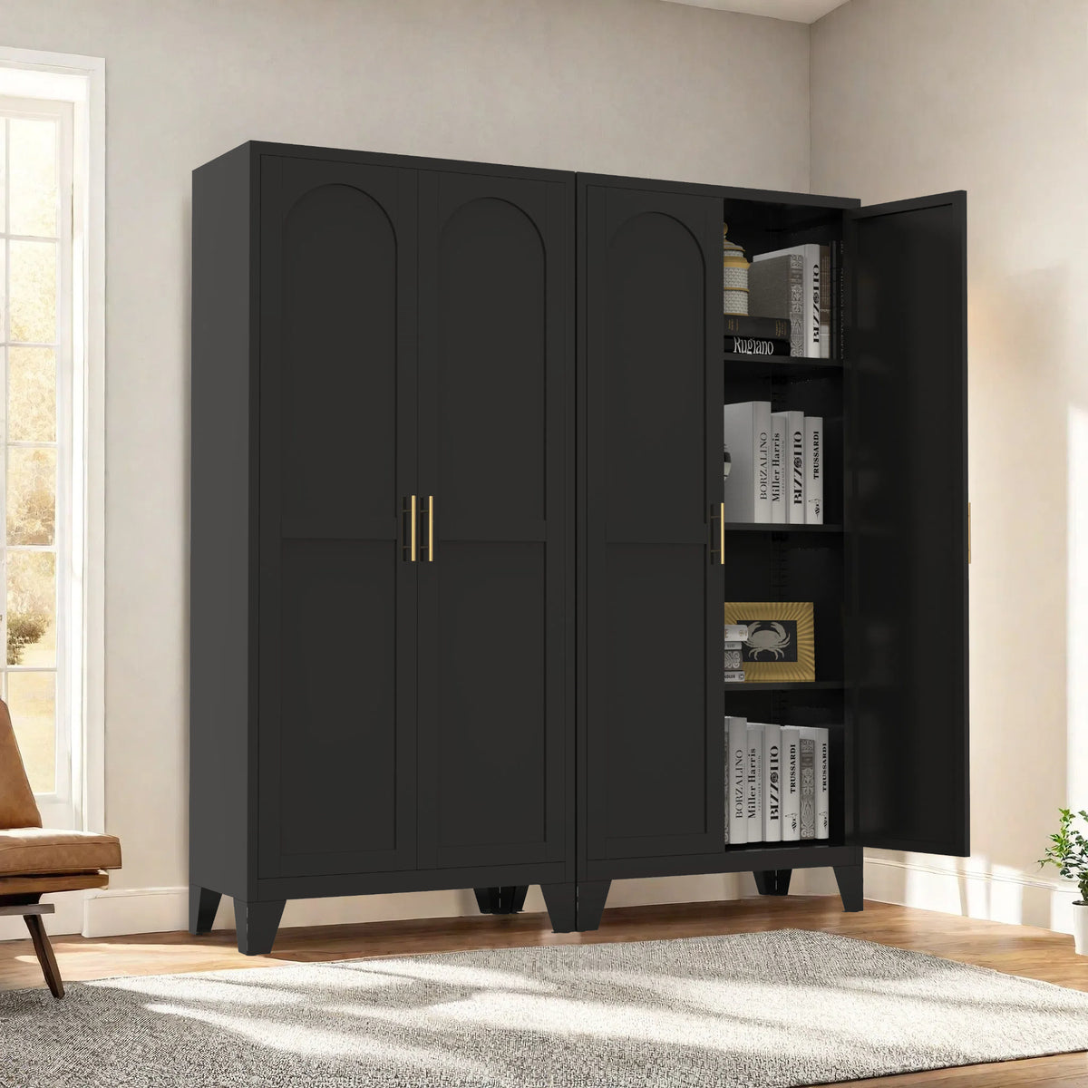 61-Inch Steel Storage Cabinet With Adjustable Shelves