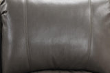 Transitional Gray Leather Pillow Top Arms Glider Recliner - Omega Lifestyles