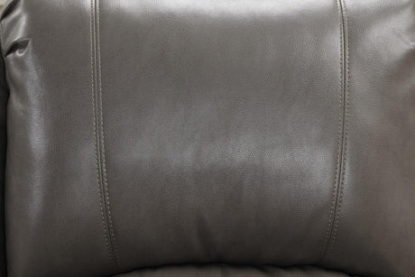 Transitional Gray Leather Pillow Top Arms Glider Recliner - Omega Lifestyles