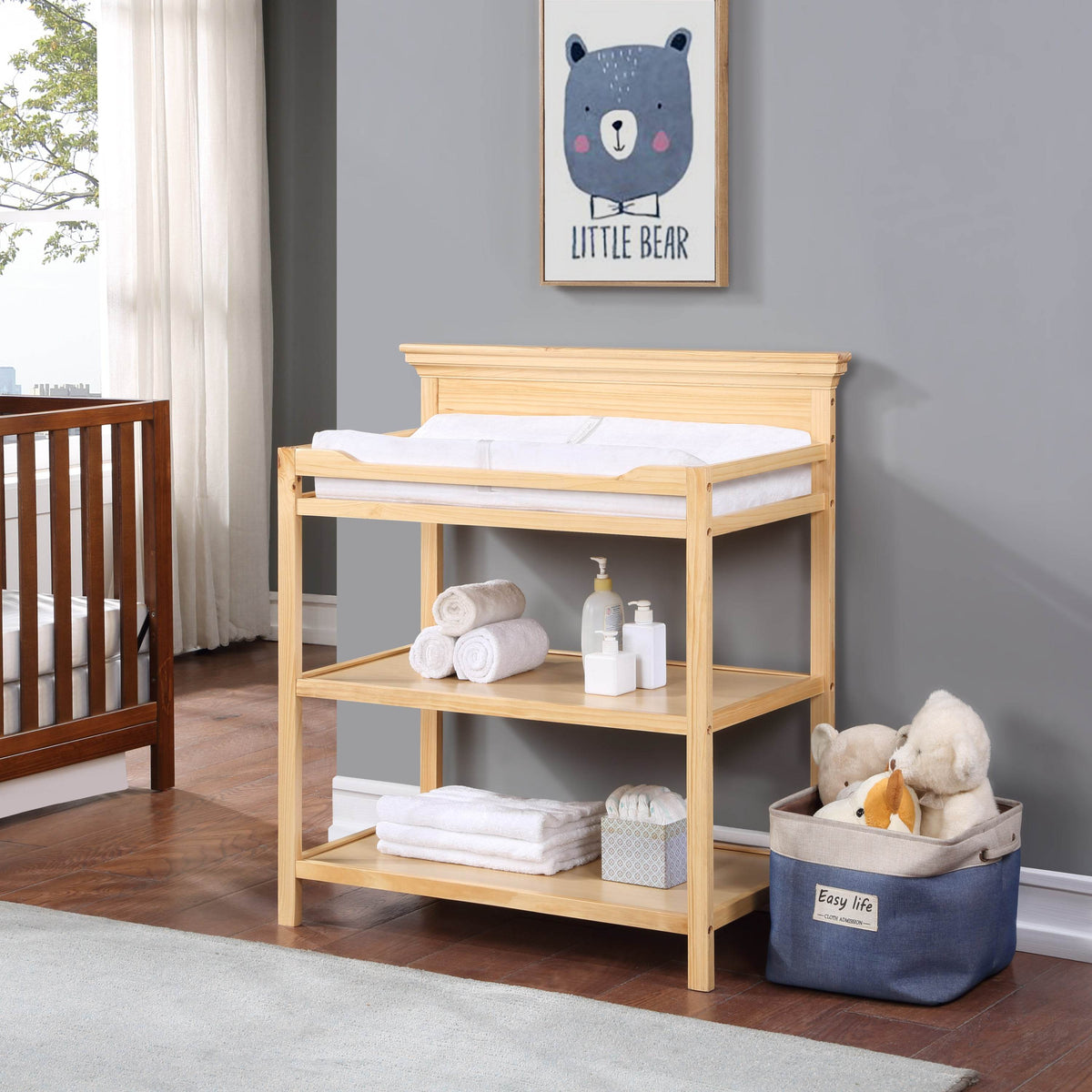 Universal Solid Wood Changing Table With Storage Shelves