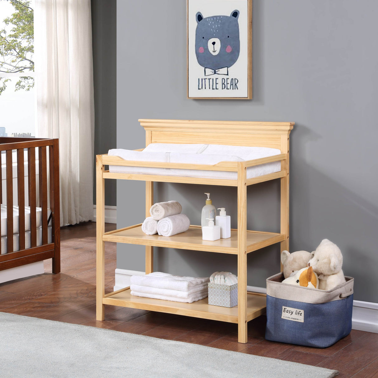 Universal Solid Wood Changing Table With Storage Shelves