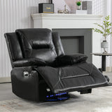 Manual Black Leather Gel Recliner Chair With LED Light Strip - Omega Lifestyles