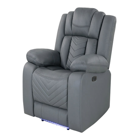 Modern Gray Upholstered Medium-Firm Power Recliner Chair - Omega Lifestyles