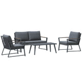 4-Piece Aluminum Outdoor Patio Furniture Set With Cushions