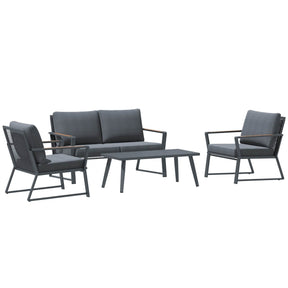 4-Piece Aluminum Outdoor Patio Furniture Set With Cushions - Omega Lifestyles
