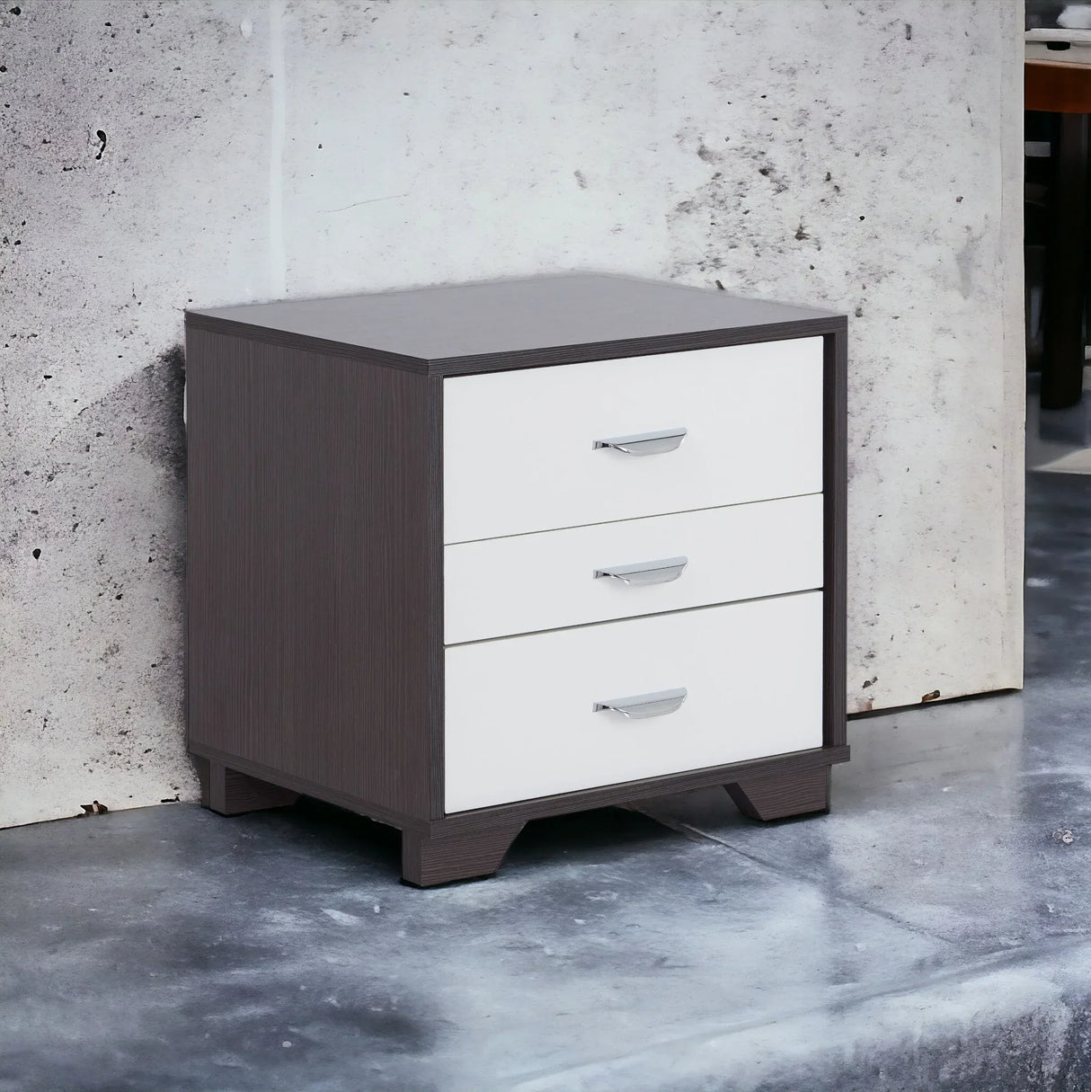 Contemporary White And Black MDF Accent Nightstand - Omega Lifestyles