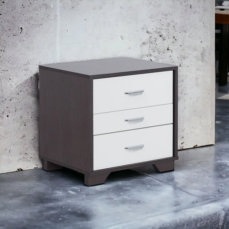 Contemporary White And Black MDF Accent Nightstand - Omega Lifestyles