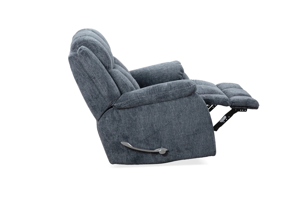 Manual Upholstered Slate Chenille Swivel Recliner - Omega Lifestyles